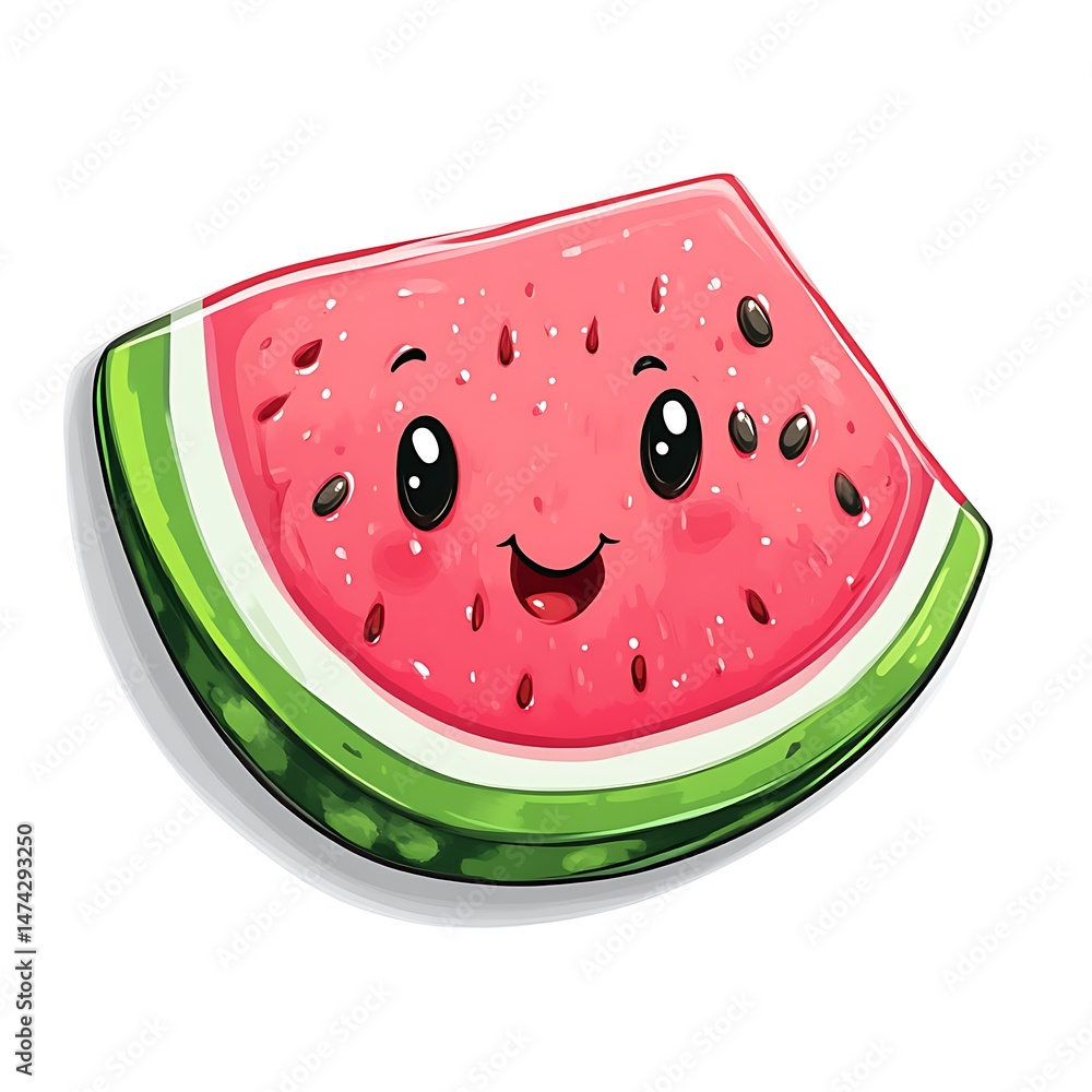 Cute watermelon slice with a happy face Cute watermelon slice with a happy face