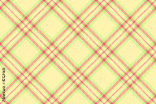 Cheerful plaid pattern in light yellow, pink, and green. Ideal for textiles, backgrounds, or designs requiring a classic, preppy or springtime touch. Festive bright.