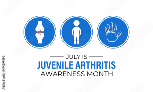 Juvenile Arthritis awareness month is july medical concept. Juvenile arthritis causes joint swelling, pain, and stiffness, making everyday activities difficult for affected children.