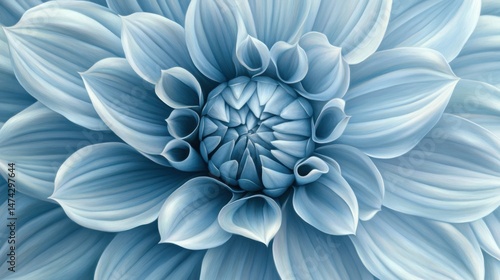 Close-up of a Blue Dahlia Flower in Full Bloom, Macro Shot of Petals, Intricate Floral Design, Studio Shot