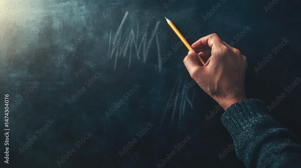Fototapeta premium Hand drawing charts on a dark board