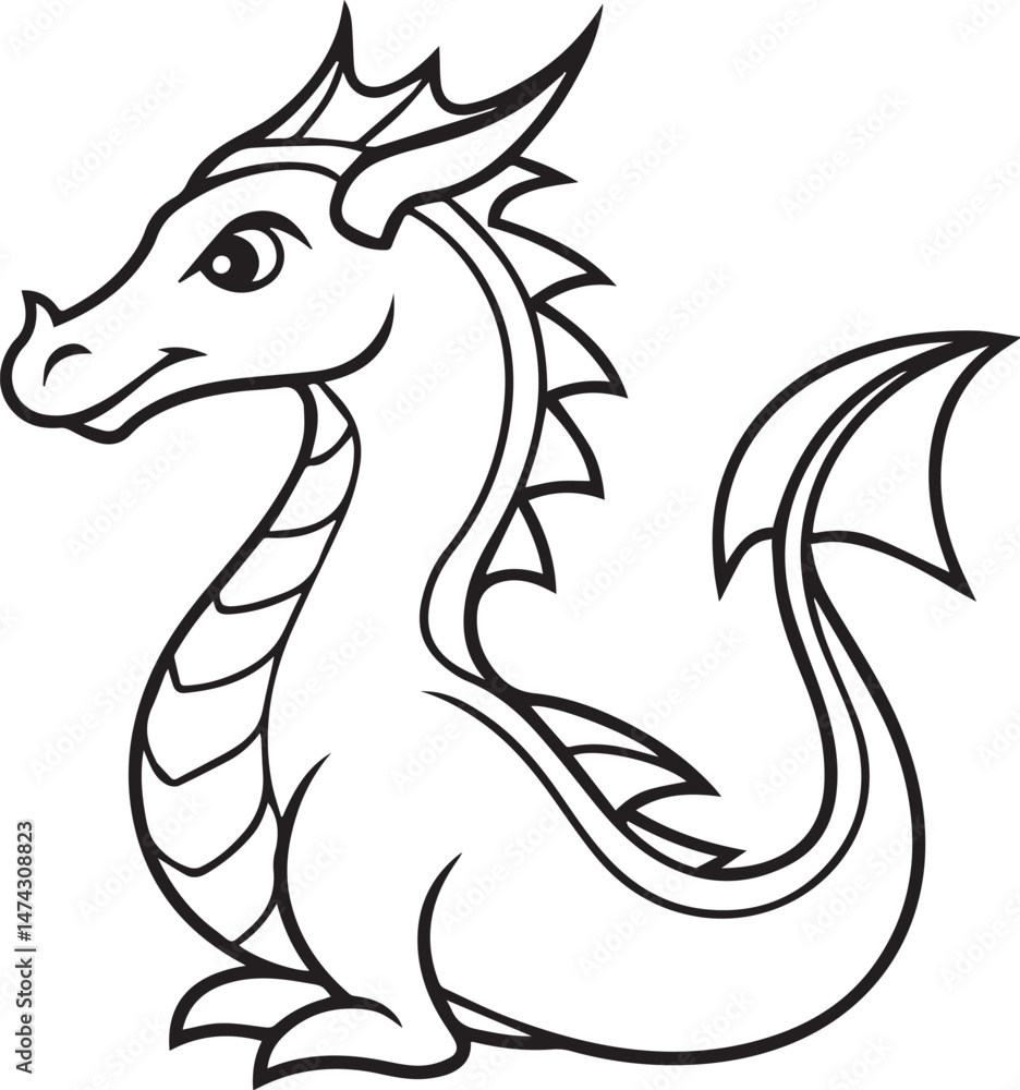 Obraz premium dragon outline vector illustraion