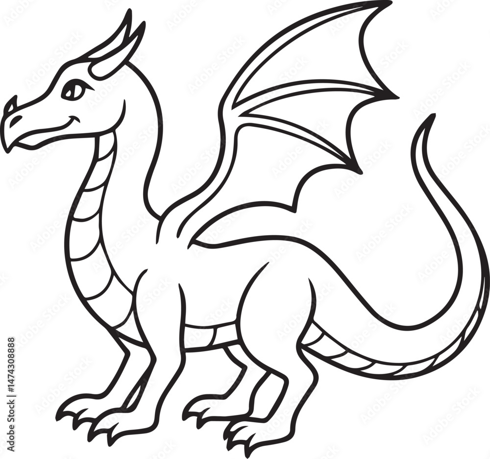 Fototapeta premium dragon outline vector illustraion