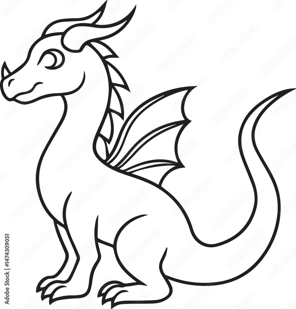 dragon outline vector illustraion dragon outline vector illustraion
