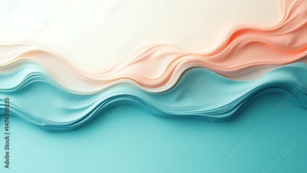 Fototapeta premium Turquoise and Coral Organic Flow Background