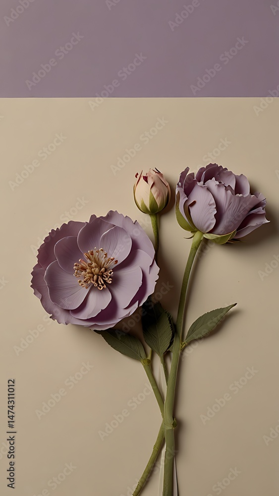 Fototapeta premium Minimal Floral card with copyspace, greeting cards,floral cards, invitation cards, wedding invitation cards