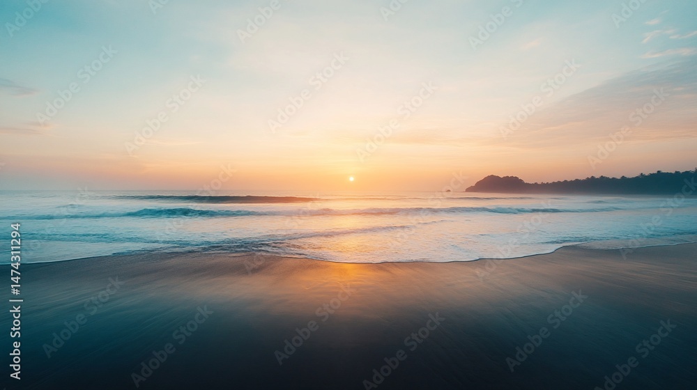 Serene sunset over tranquil ocean waves Serene sunset over tranquil ocean waves