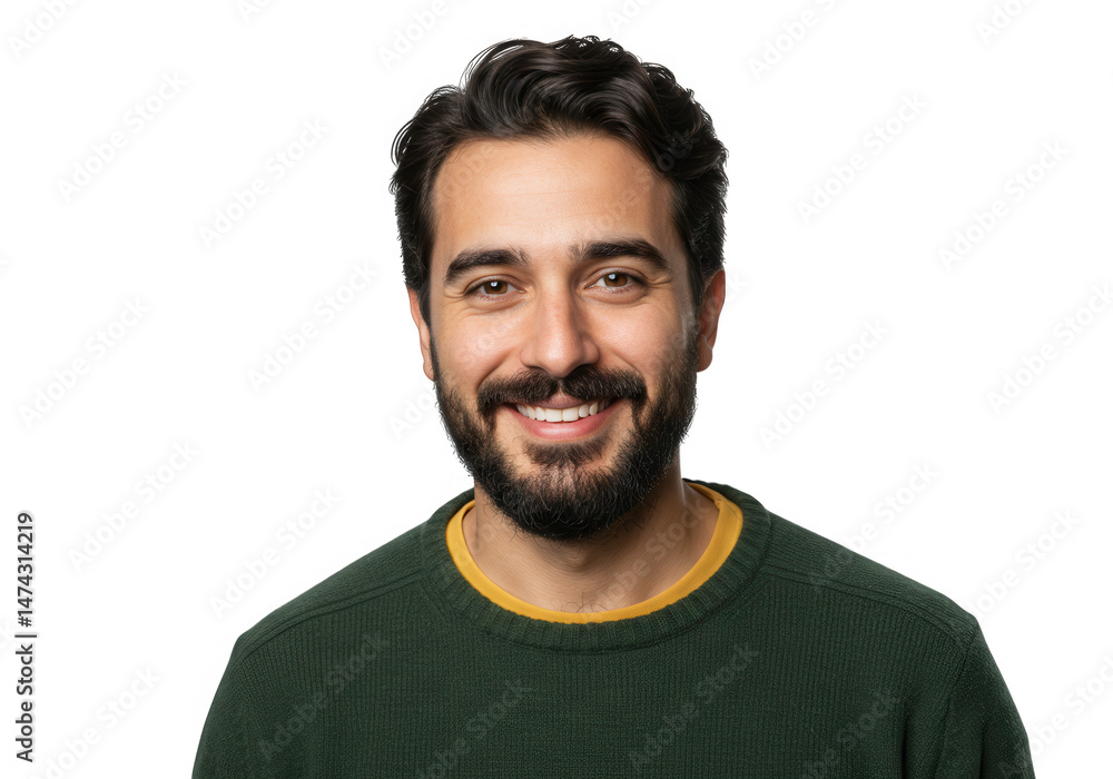 Smiling man with beard portrait isolated on transparent background Smiling man with beard portrait isolated on transparent background