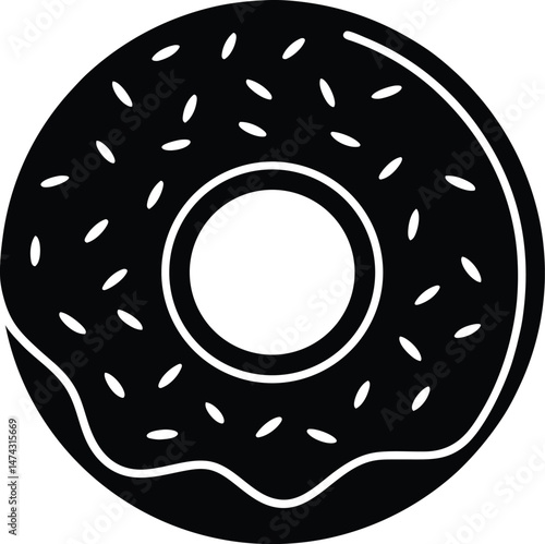 Donut Stencil Icon Vector Illustration