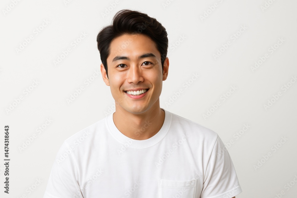 白い背景に笑顔のアジア人男性のポートレート 白い背景に笑顔のアジア人男性のポートレート