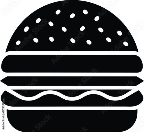hamburger flat stencil icon vector illustration