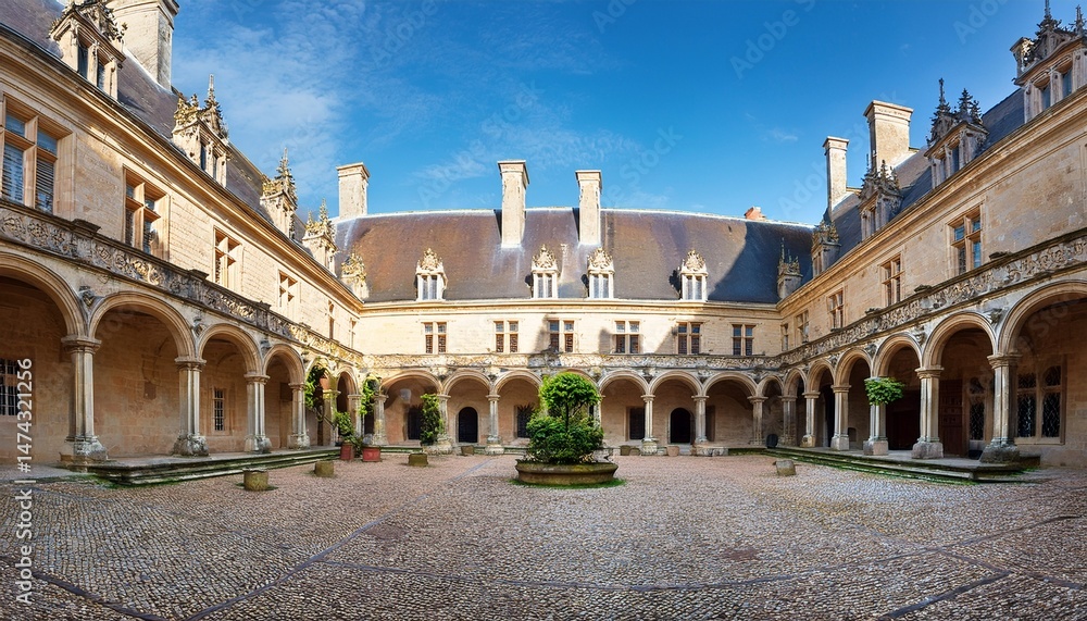 Fototapeta premium elegant chateau caumont courtyard with arched details