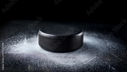 ice hockey puck dark background