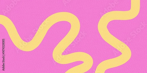 Wallpaper Mural Summer background with hand-drawn yellow and pink wave squiggles with nosie texture Torontodigital.ca