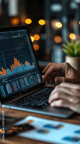 Analyzing financial data on a laptop (1)