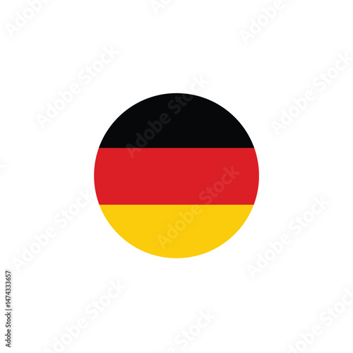 Minimalistic circular icon of the German flag with black, red, and gold horizontal stripes, representing the national colors and identity of Germany in a clean design. Free Download Minimalistic circular icon of the German flag with black, red, and gold horizontal stripes, representing the national colors and identity of Germany in a clean design. - GFXLoad