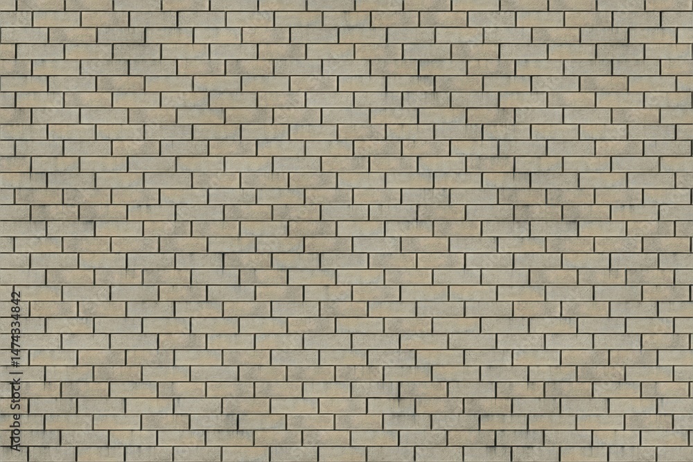 A full frame shot of a beige brick wall with dark gray grout lines A full frame shot of a beige brick wall with dark gray grout lines