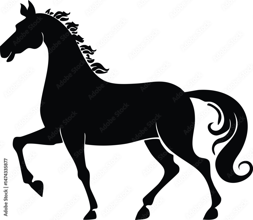 Obraz premium Brihati horse silhouette illustration 