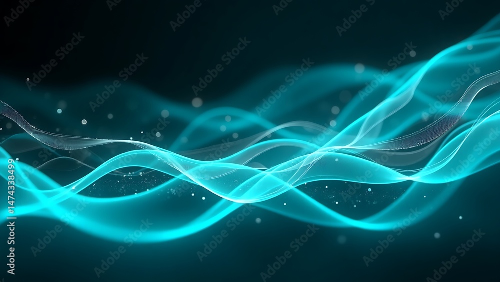 Obraz premium Turquoise Tech Flow Abstract Background
