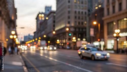 Evening traffic flow urban street photography cityscape blurred background effects