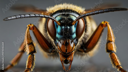 Wallpaper Mural Macro shot of a stunning bee with iridescent eyes and intricate details. Torontodigital.ca