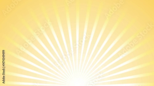 Vibrant abstract striped background featuring a soft orange sunburst animation with rotating sunlight rays. This seamless loop delivers a dynamic retro summer vibes.