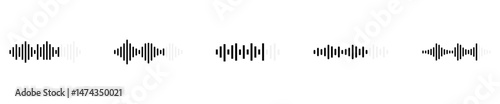 Sound wave icons. Sound wave icons set. Recording icons. Audio waves icon. Voice message and sound representation. 