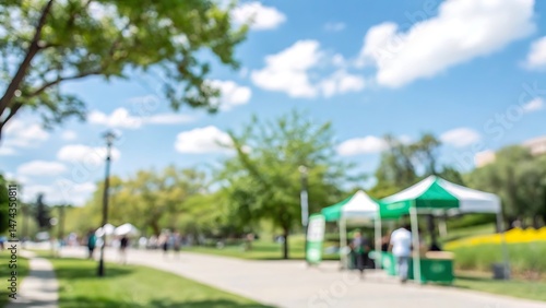 Blur background event at park fair nature scene people engaging bright daytime activity