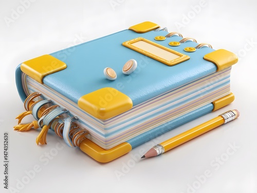 Wallpaper Mural 3D Cartoon Notebook with Pencil Torontodigital.ca