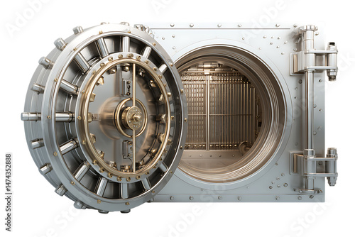 Isolated Steel Vault Safe for Banking Illustration