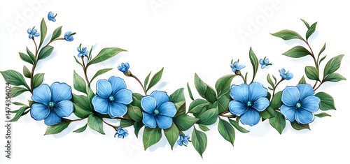 guirnalda nupcial de flores azules florales