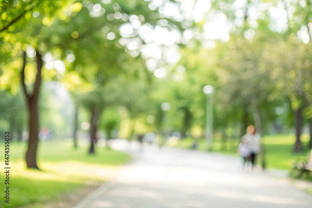 Obraz premium Nature park scene with blur background green trees defocus environment for serenity