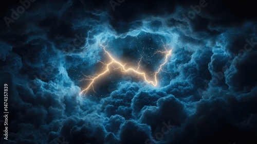 Close-up of forked lightning tearing through the night sky, bright tendrils glowing against clouds