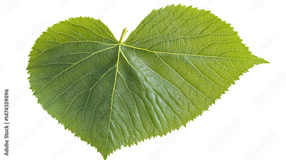 Obraz premium Realistic Linden Leaf with Heart Shape and Finely Sketched Details