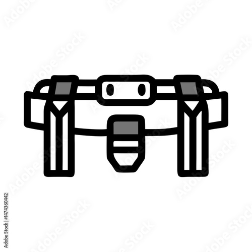 Tactical belt with pouches in black outline vector style