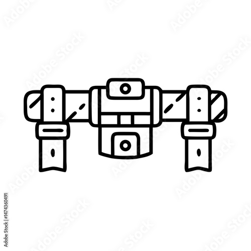 White tactical belt with compartments in cartoon outline vector