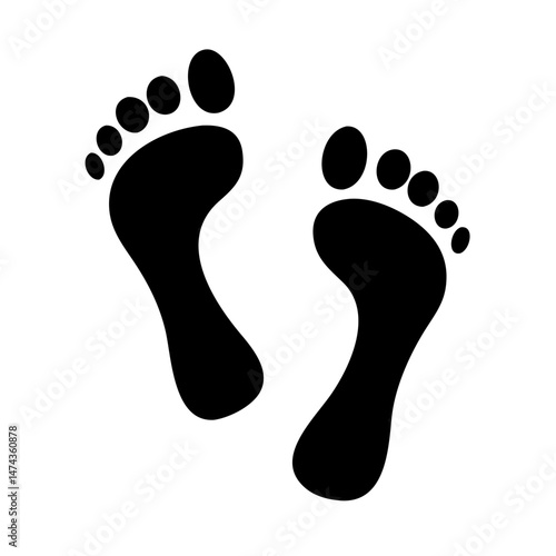 Black footprints icon in flat silhouette vector style
