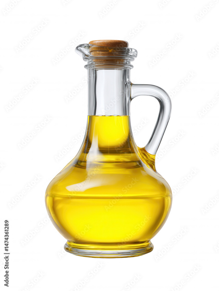 Glass Pitcher of Golden Olive Oil, Filled with Healthy Culinary Ingredient on White Background Glass Pitcher of Golden Olive Oil, Filled with Healthy Culinary Ingredient on White Background