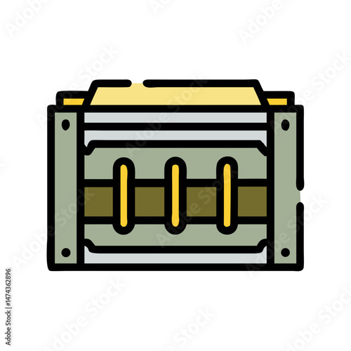 Ammunition crate in flat outline icon style