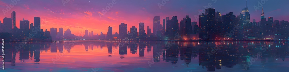 Fototapeta premium The reflection of the city, bustling