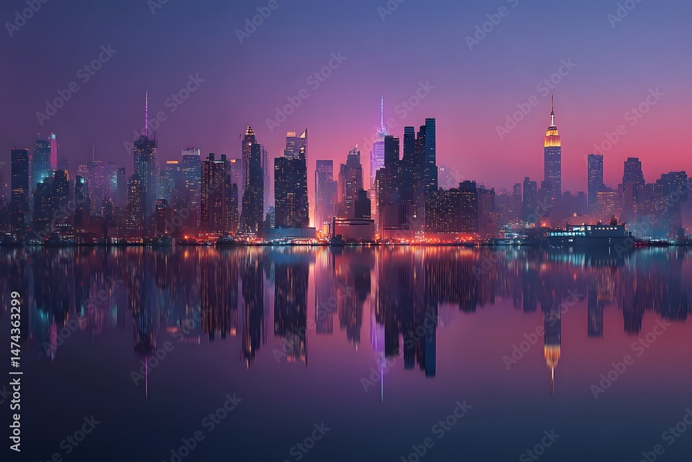 Obraz premium The reflection of the city, bustling