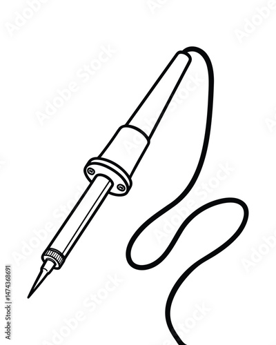 Detailed black and white soldering iron vector illustration