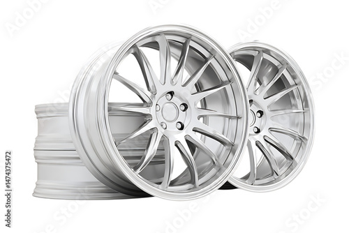 Set of Isolated Car Rims on White Background