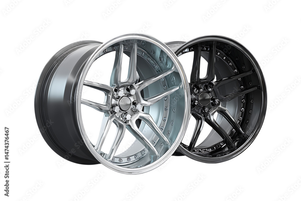 Obraz premium Realistic 3D Car Rims for Automotive Design Concepts