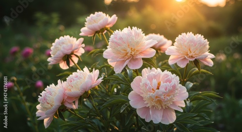 Wallpaper Mural Soft petals bathed in sunset light delicate peonies bloom magical summer garden Torontodigital.ca