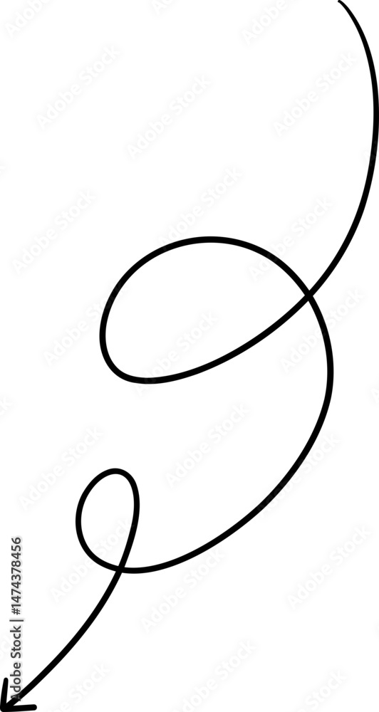 Black Hand Drawn Curved Arrow With Loop Black Hand Drawn Curved Arrow With Loop