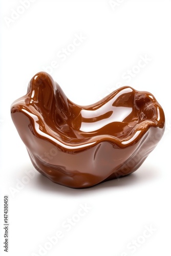 Abstract brown glossy ceramic sculpture on white background studio shot art object modern design