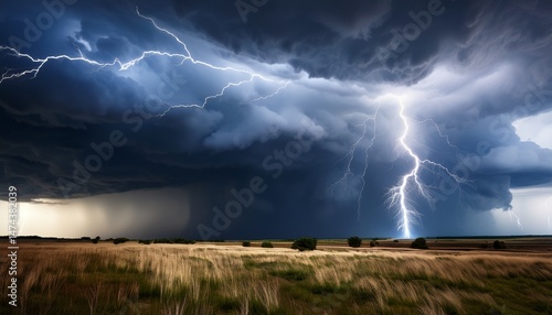 large thundercloud with lightning bolt striking down
