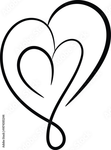 Abstract Double Heart Line Art Design for Valentine s Day or Wedding Invitations
