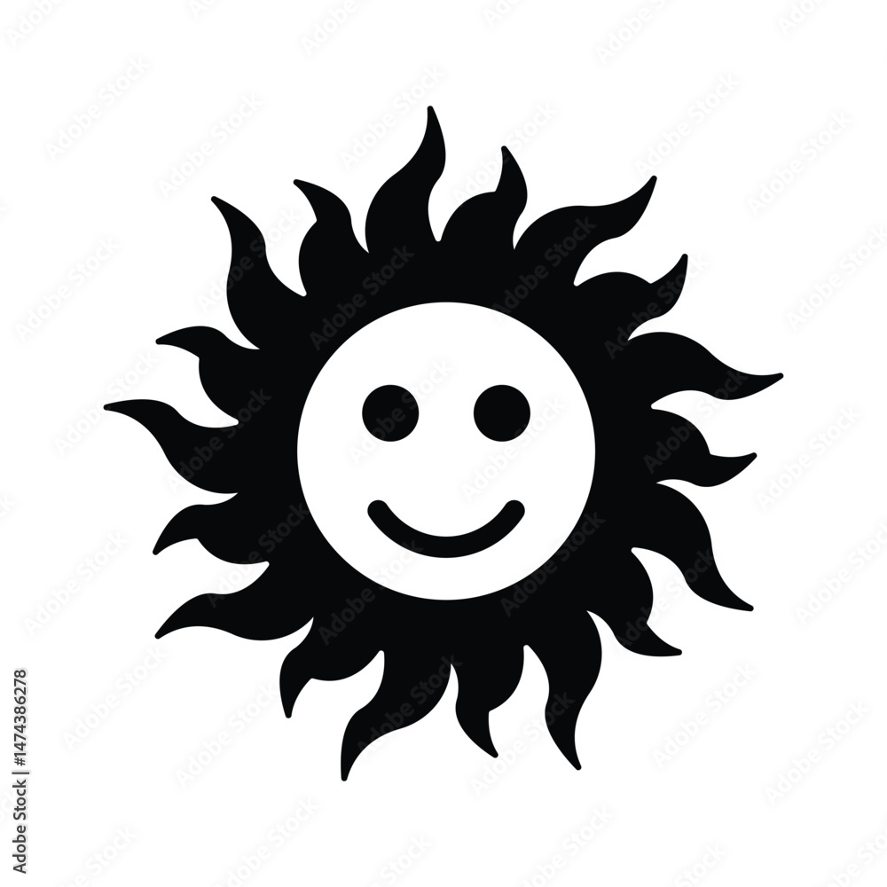 A cheerful sun icon representing sunny and clear skies A cheerful sun icon representing sunny and clear skies